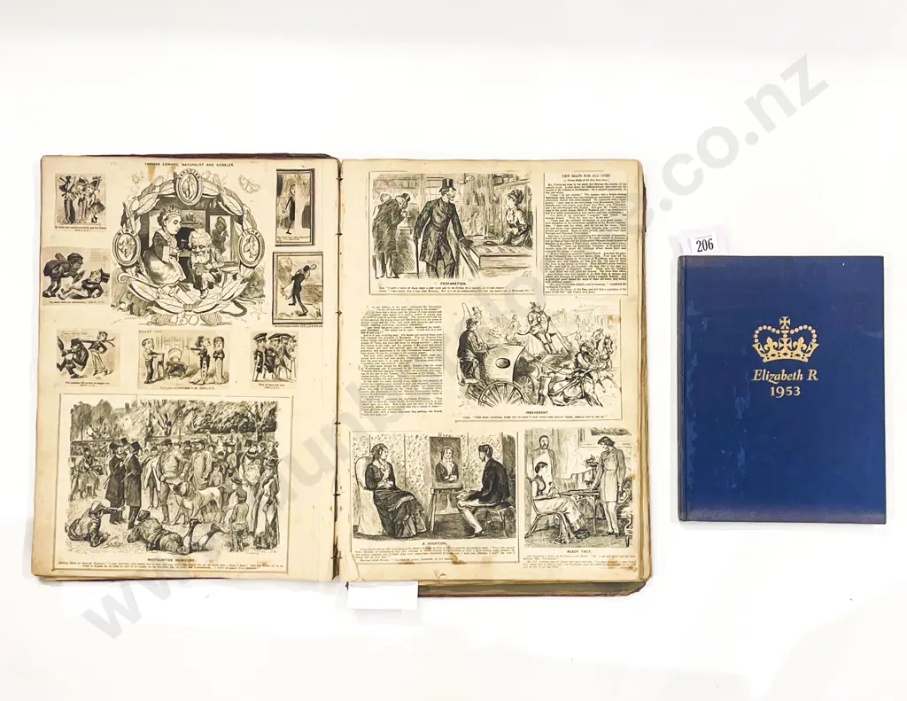 Victorian C1880's Weekly Journal Article Scrap Book and two Royal books Image 1++