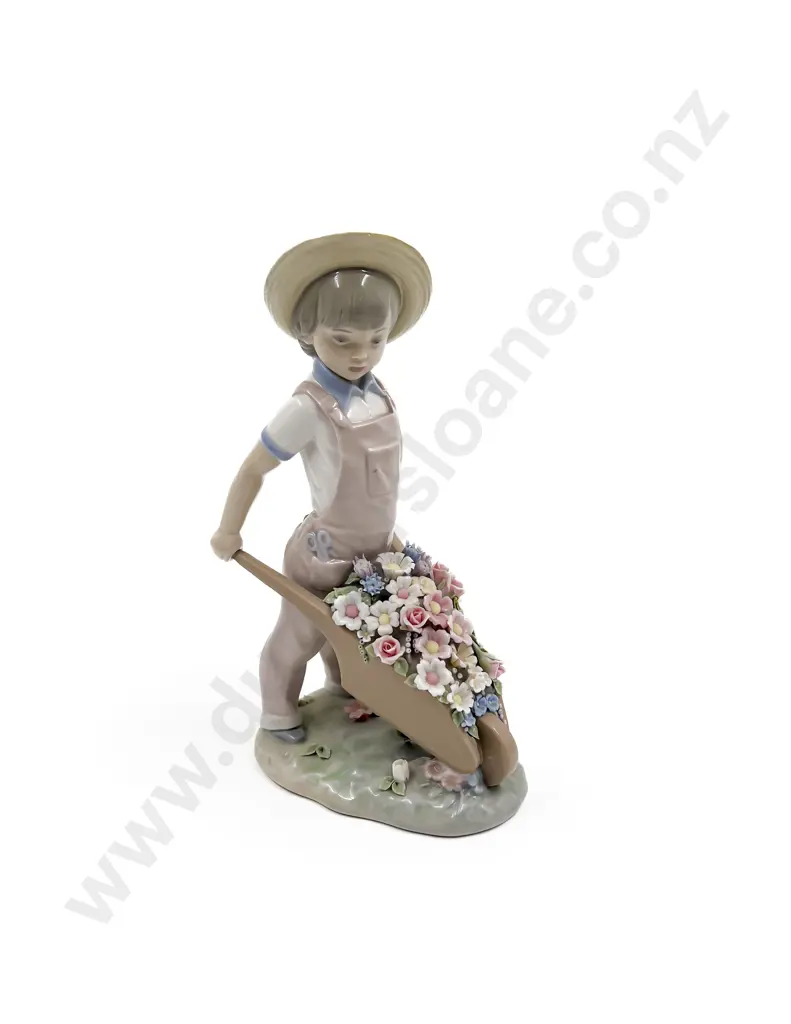 Lladro Figure with Flower Barrow Image 1++