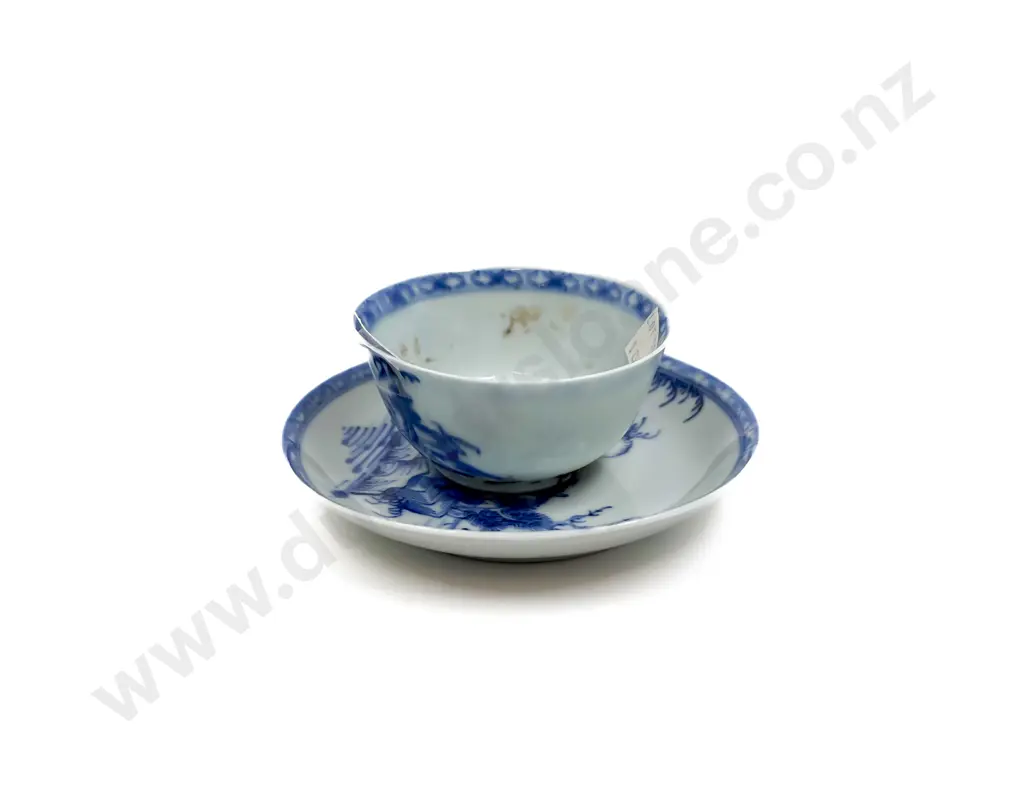 Chinese Blue & White Tea Bowl & Saucer Image 1++