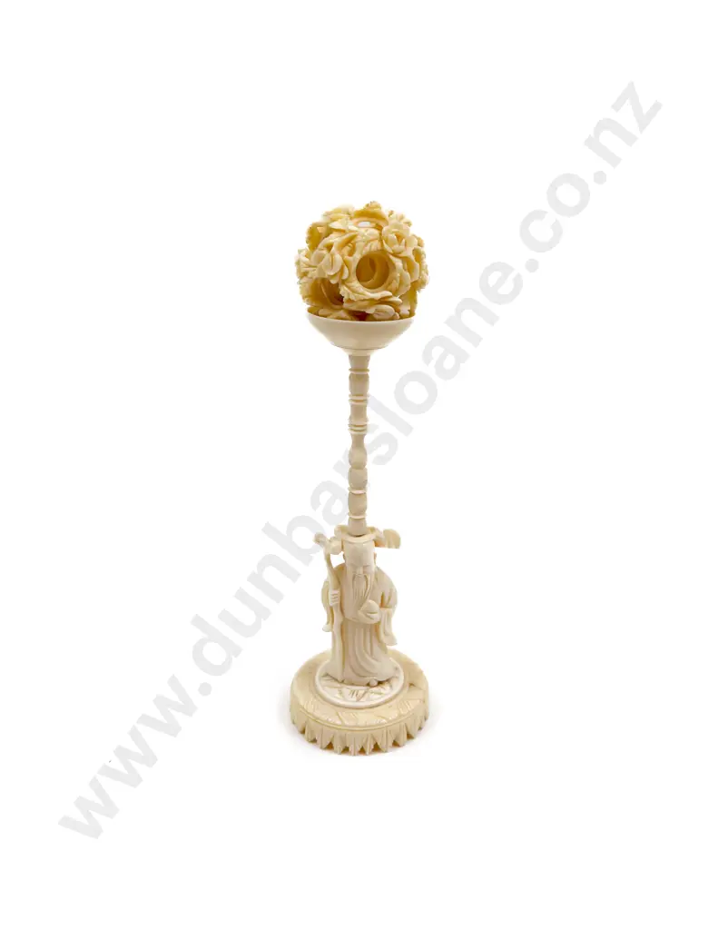 Ivory Puzzle Ball on Stand Image 1++