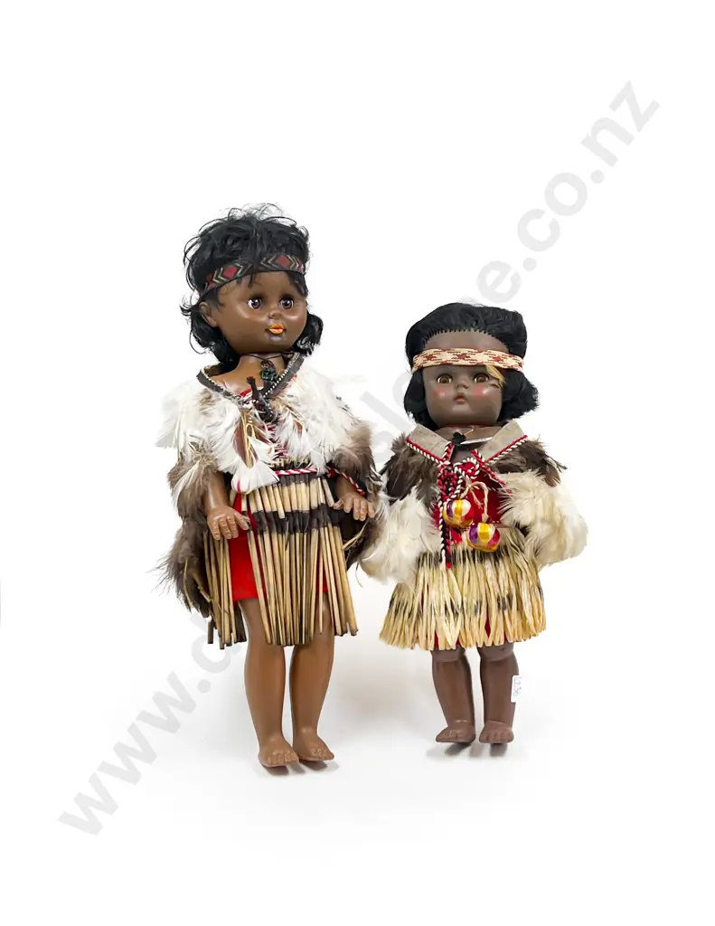 Two Vinyl Maori Souvenir Costume Dolls Image 1++