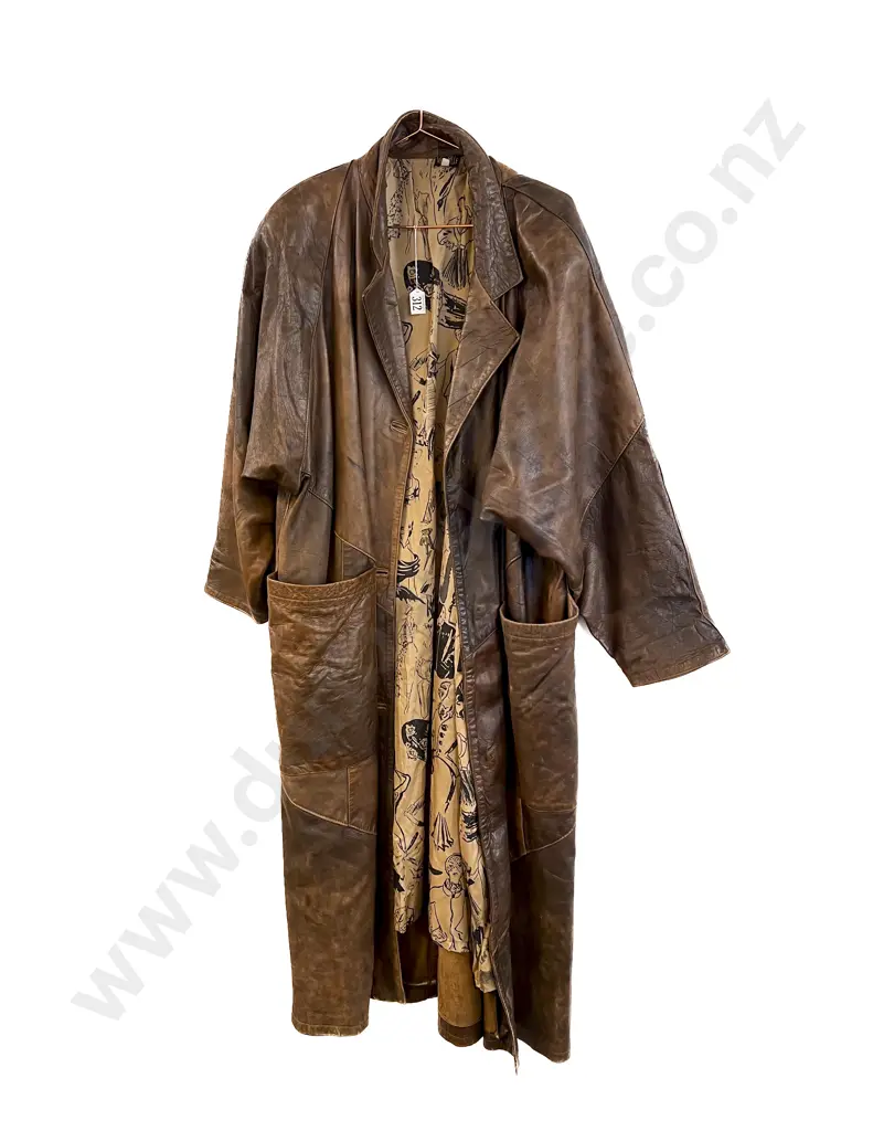Vintage Ladies Vera Pelle Italian Full Length Leather Coat - Medium Image 1++
