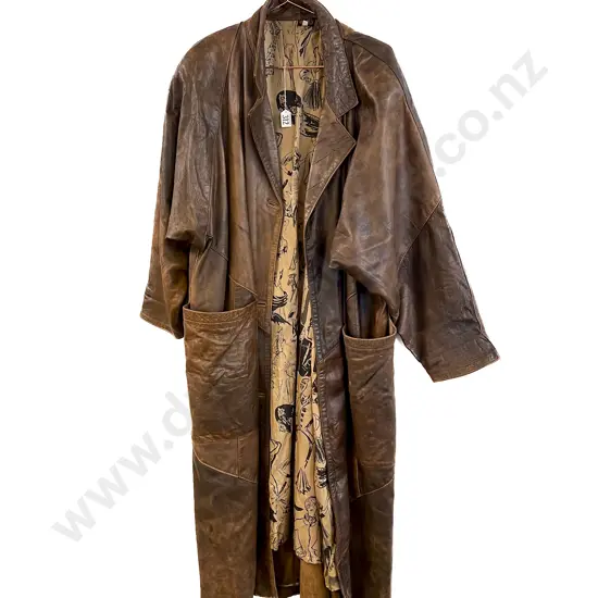 Vintage Ladies Vera Pelle Italian Full Length Leather Coat - Medium