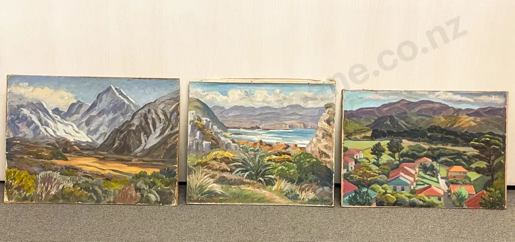 Gustav Cohn Three Unframed Oils On Board Image 1++