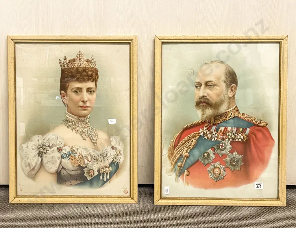 Pair of Lithographic Portrait Prints of Edward VII & Alexandra Image 1++