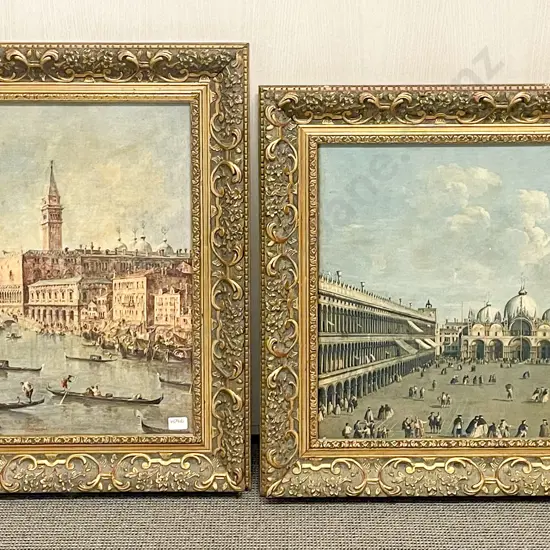 Pair of Gilt Framed Prints on Canvas together with Two Other Originals