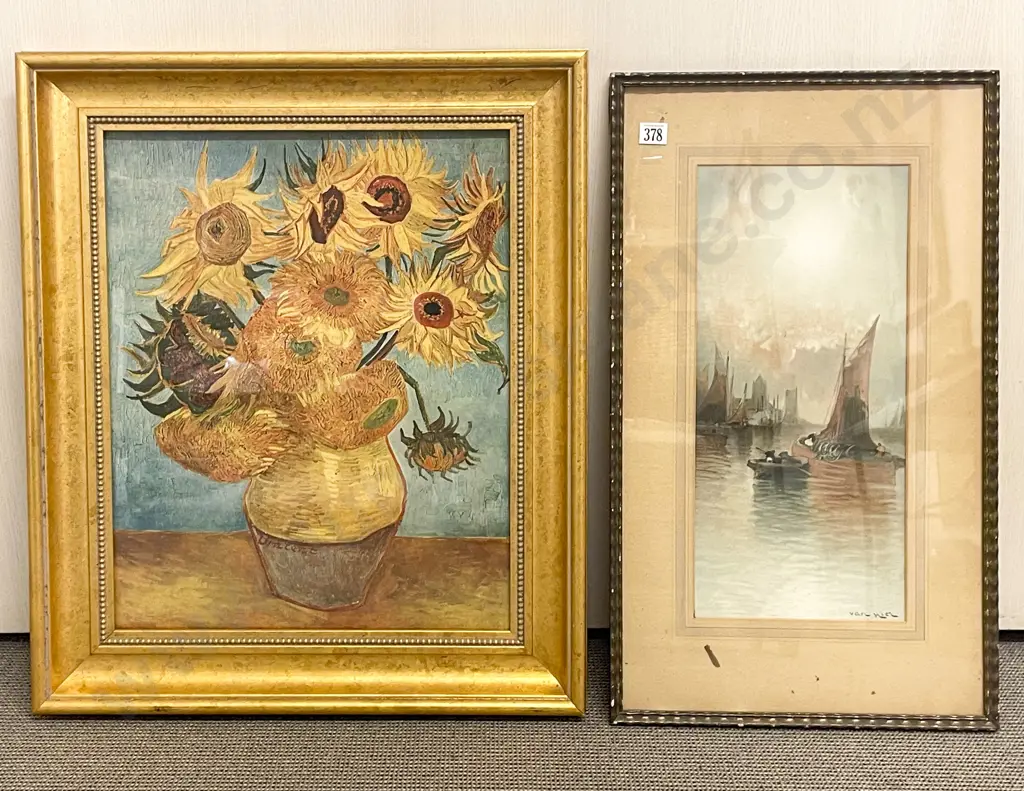 Gilt Framed Reproduction Print - Van Gogh Sunflowers & Other Image 1++