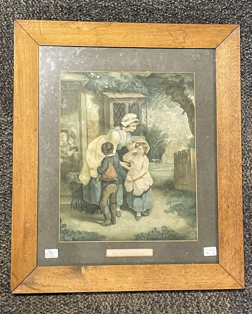 Two Late Victorian Prints in Oak Frames (a/f) Image 1++
