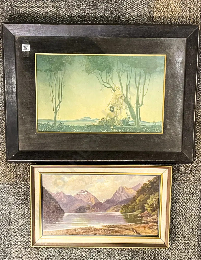 Unsigned Vintage Oil Mountainscape together with Print Image 1++