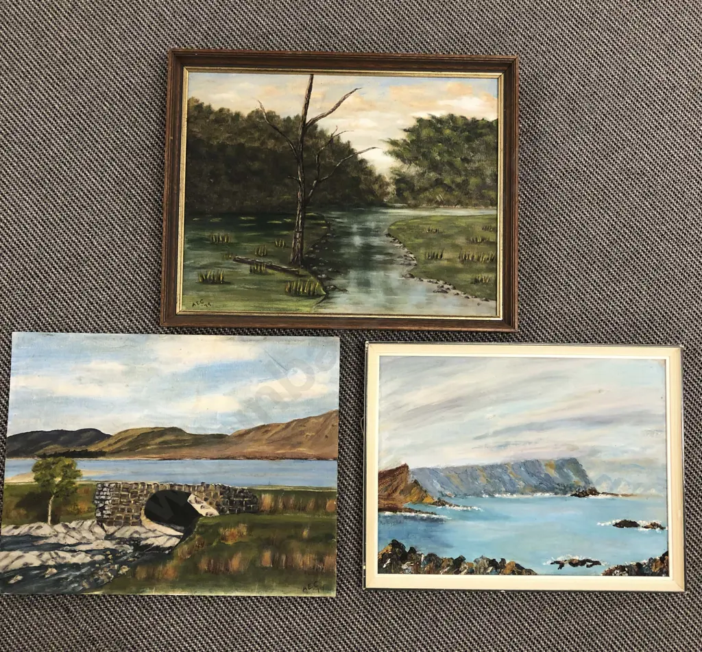 ***Please note PHOTO CHANGE Five Assorted Oil Works incl Gustav Cohn Image 1++