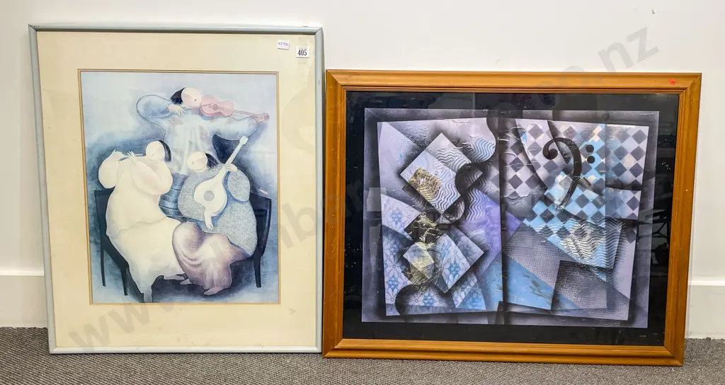 Four Framed Prints and Two Decorative Frames Image 1++