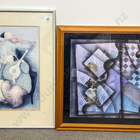 Four Framed Prints and Two Decorative Frames