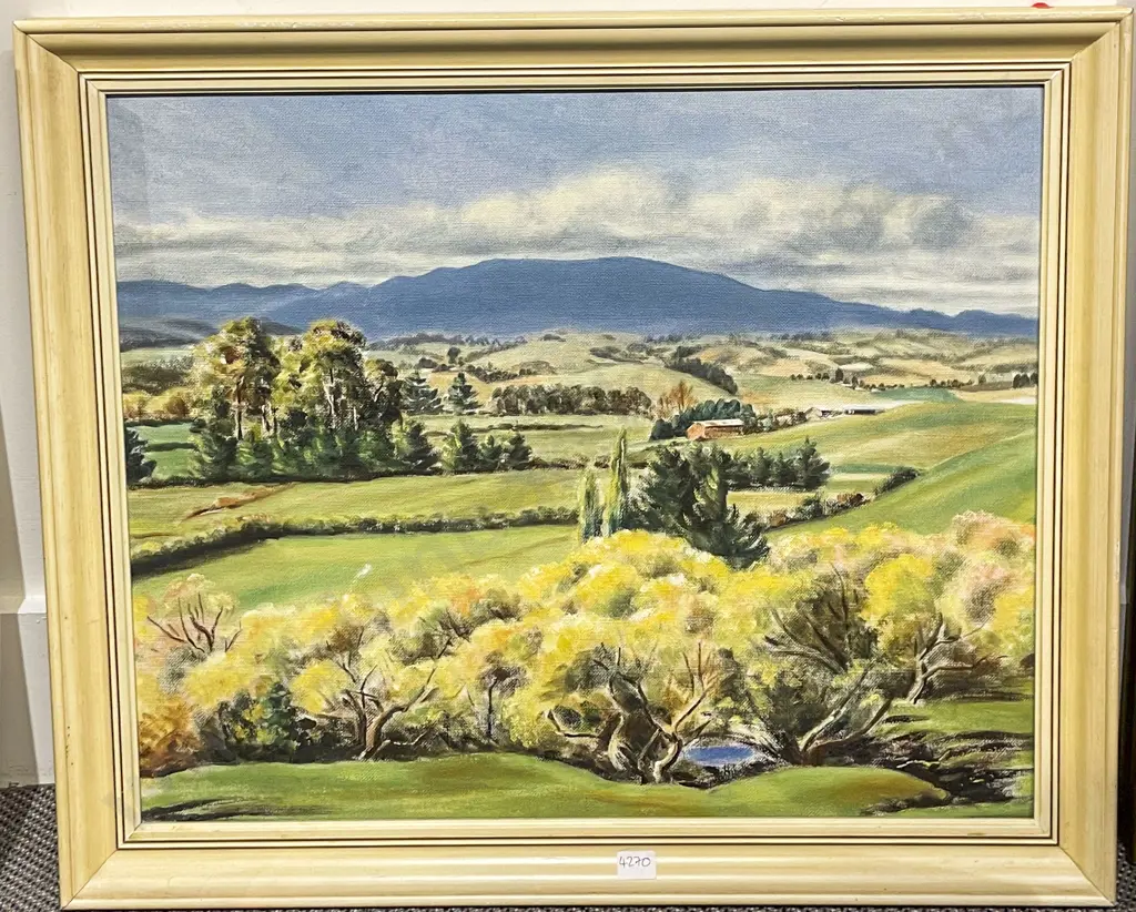 Lyndon Wilson - "Rangitoto Range" Oil on Board Image 1++