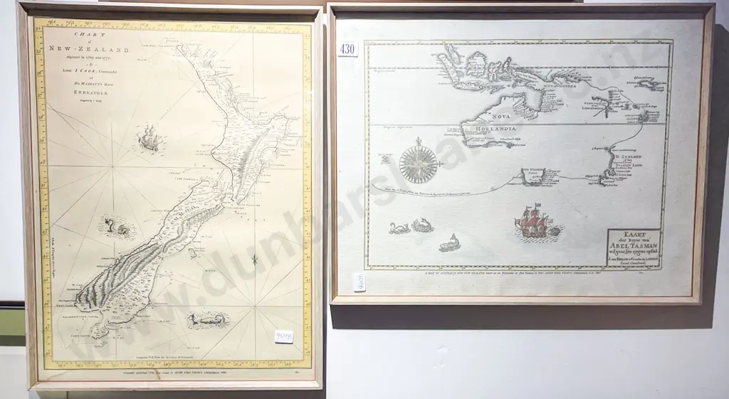 Two Reprinted Maps incl Chart of New Zealand Image 1++