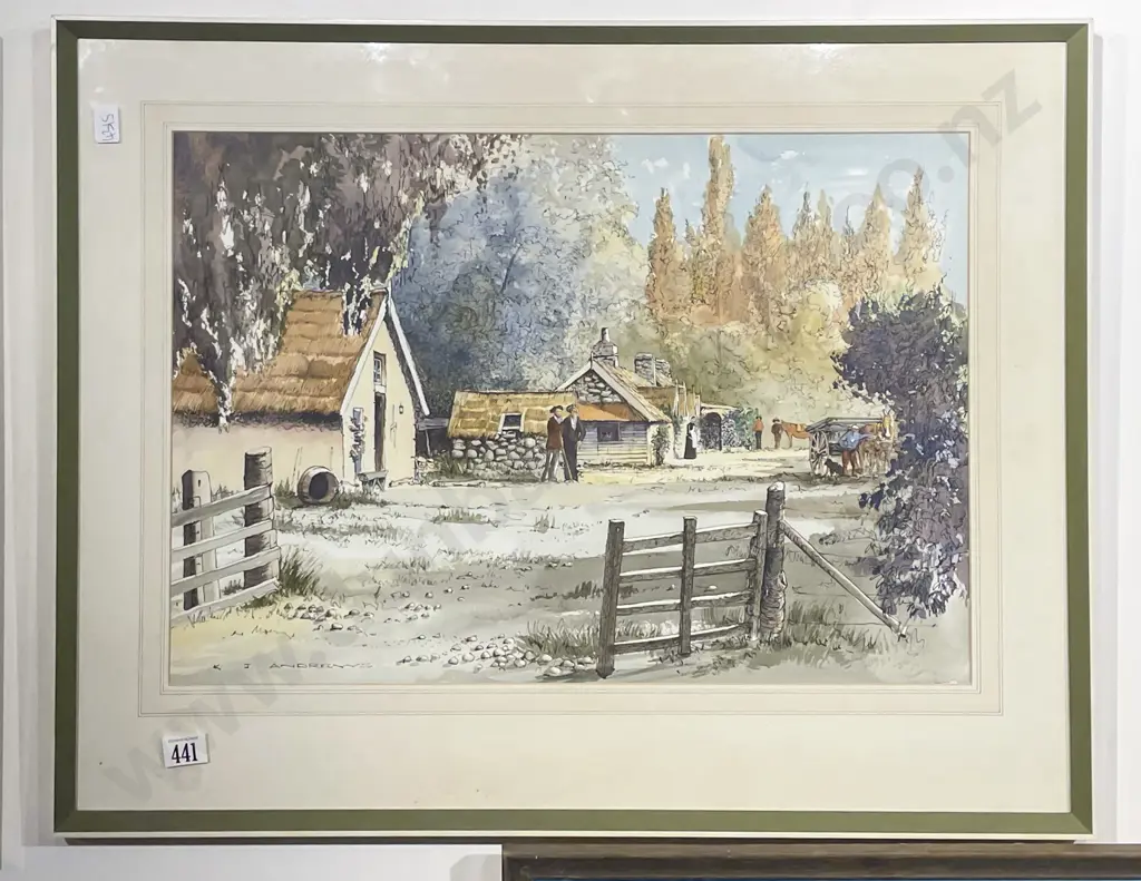 K.J Andrews Colonial Scene Watercolour Image 1++