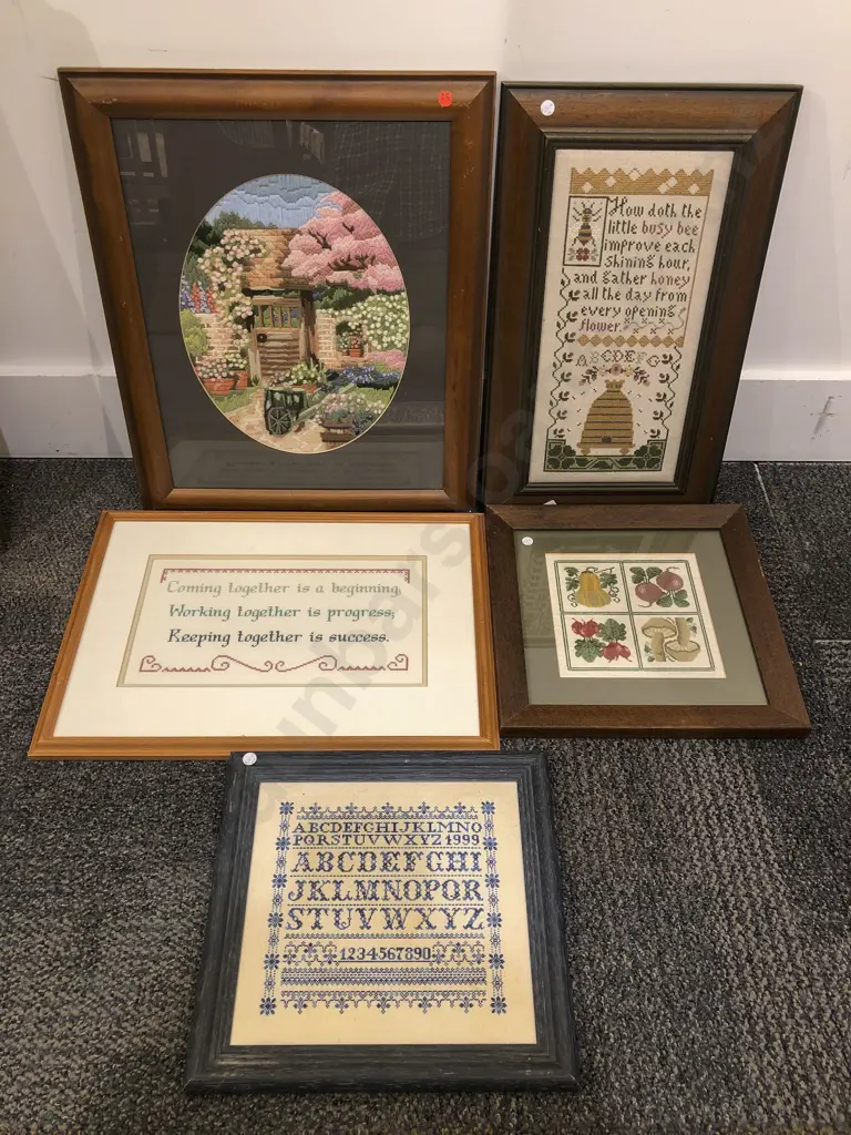 Box of Assorted Needle Point Artwork Image 1++