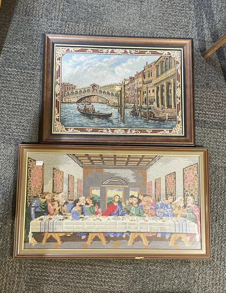 Three Assorted Needle Point Works together with Print Image 1++