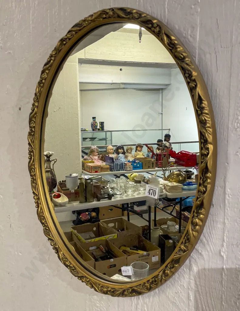 Gilt Framed Oval Wall Mirror Image 1++