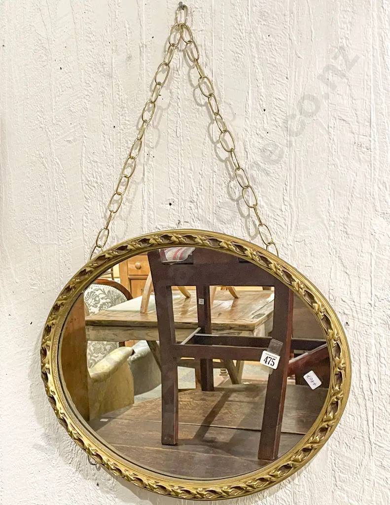 Gilt Framed Oval Wall Mirror Image 1++
