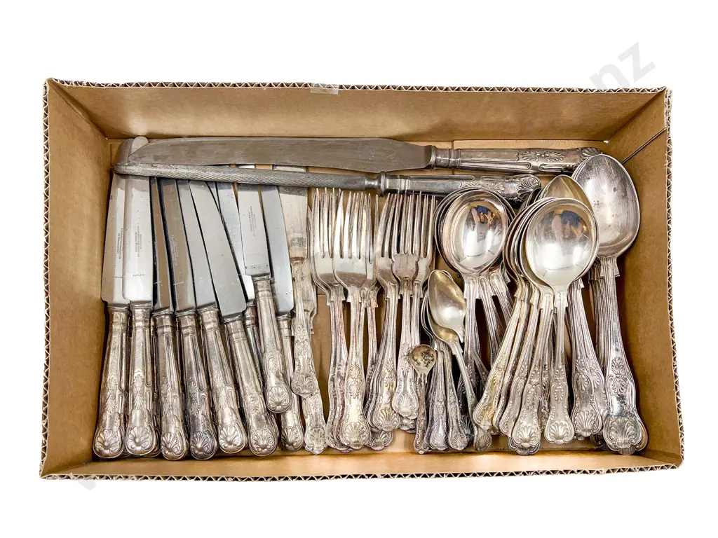 Qty of Double-Struck Kings Pattern S/P Cutlery Together With Canteen of Assorted Cutlery Image 1++