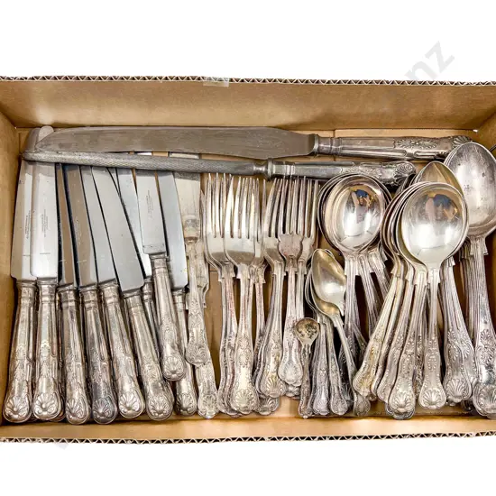 Qty of Double-Struck Kings Pattern S/P Cutlery Together With Canteen of Assorted Cutlery