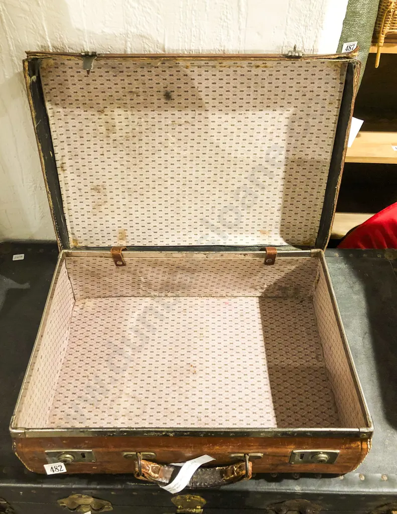 Vintage Leather Suitcase Image 1++