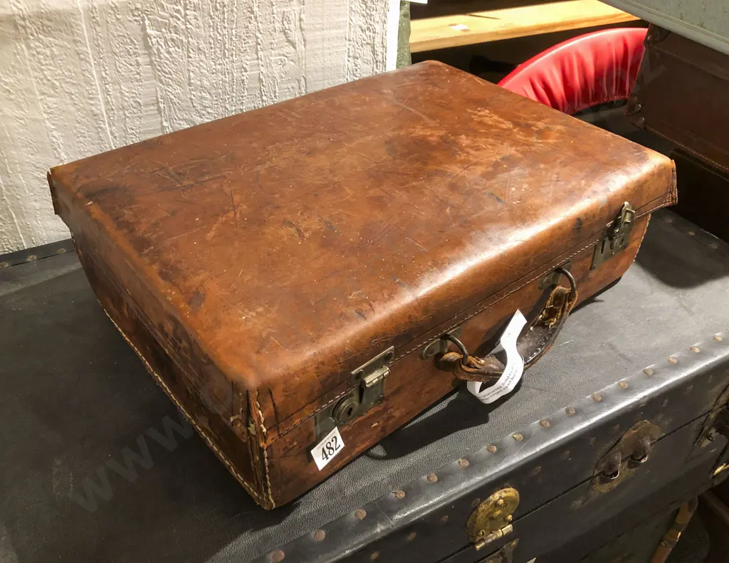 Vintage Leather Suitcase Image 1++