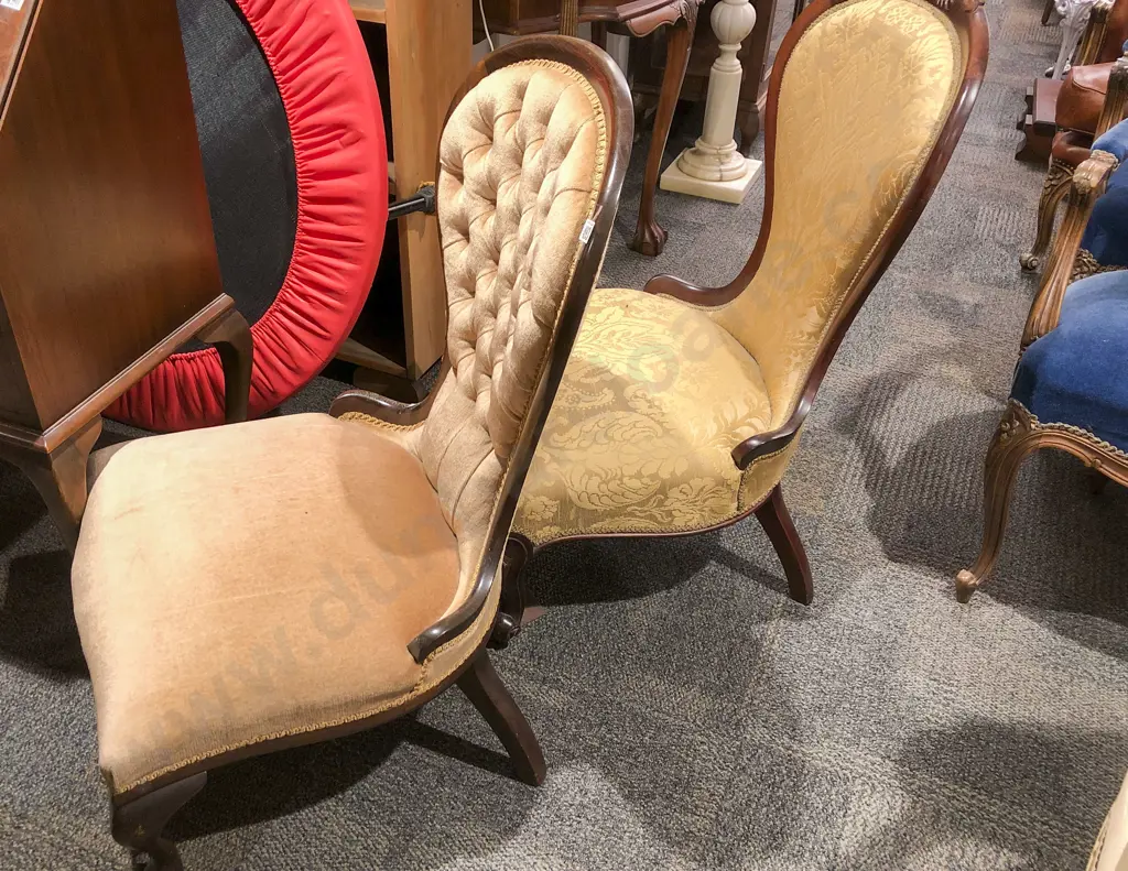 Two Repro. Victorian Style Nursing Chairs Image 1++