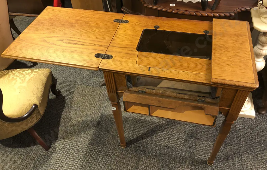 Oak Sewing Machine Cabinet Image 1++