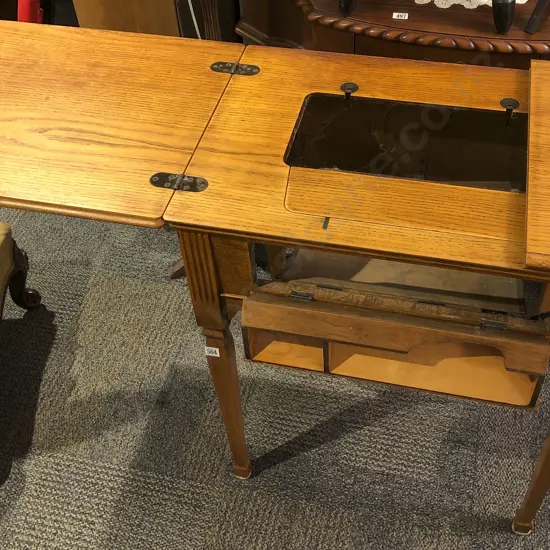 Oak Sewing Machine Cabinet