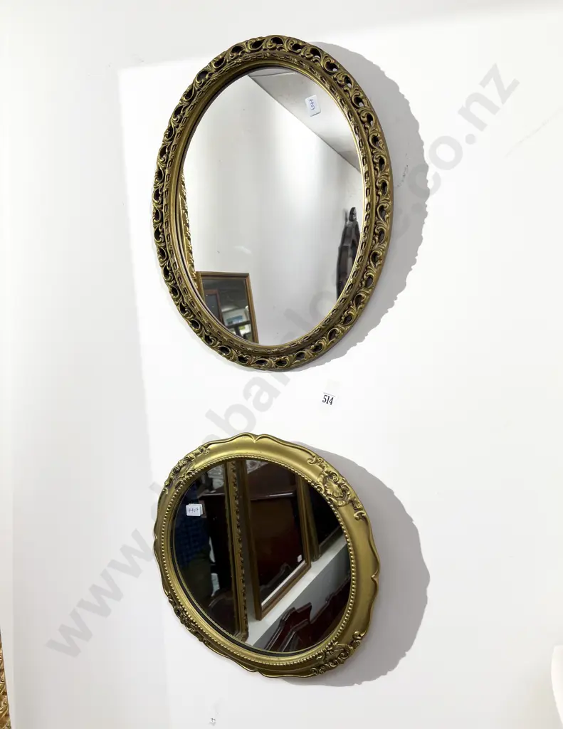 Gilt Framed Oval Mirror & Circular Mirror Image 1++