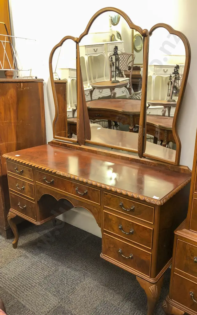Repro Burr Walnut Five Piece Bedroom Suite Image 1++