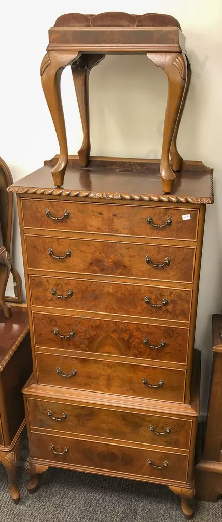 Repro Burr Walnut Five Piece Bedroom Suite Image 1++
