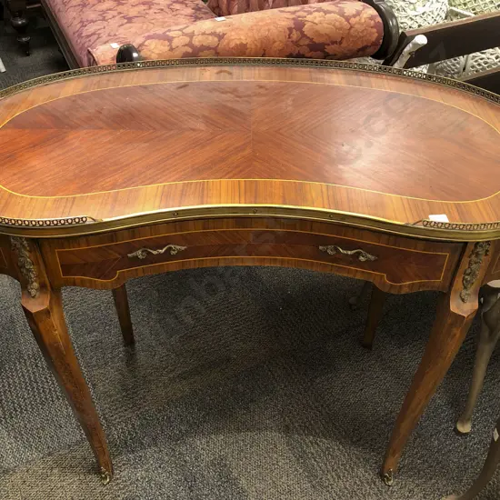 French Style Kidney Shaped Kingwood and Ormolu Desk
