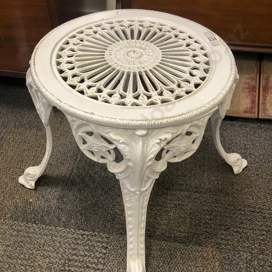 White Painted Cast Metal Plant Stand