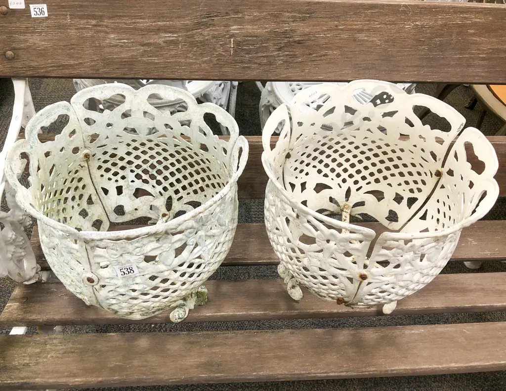 Pair of White Metal Jardinières Image 1++