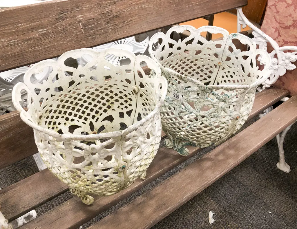 Pair of White Metal Jardinières Image 1++