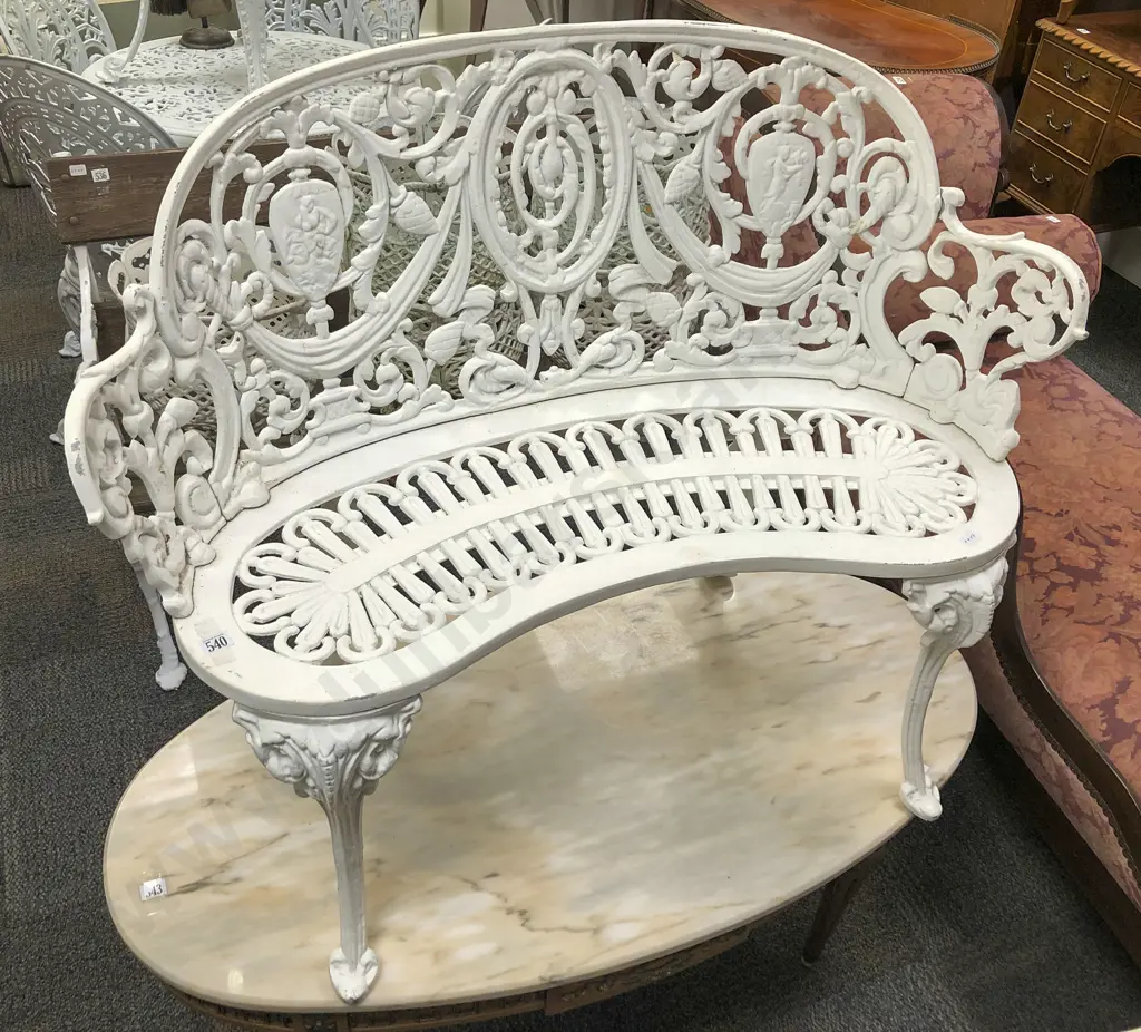 Small White Painted Cast Metal Bench Image 1++