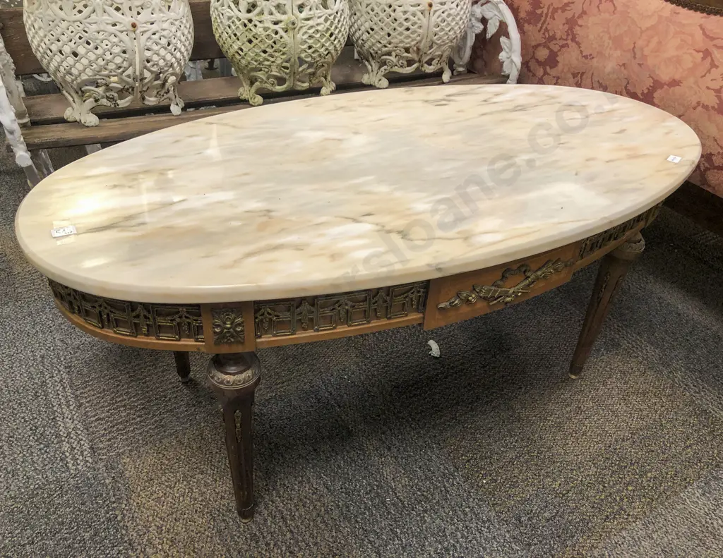 Oval Marble Top Coffee Table Image 1++