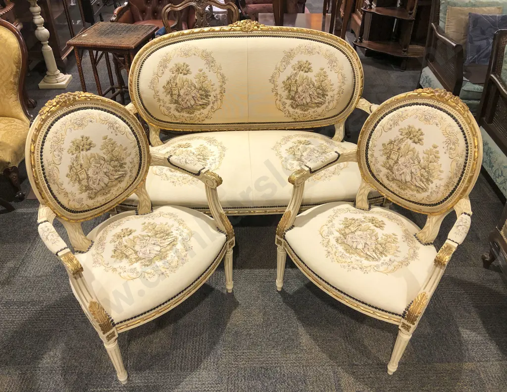 French Style Gilded Three Pieces Salon Suite Image 1++