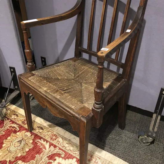 Geo III Rush Seat Open Elbow Chair (Faults/Borer)