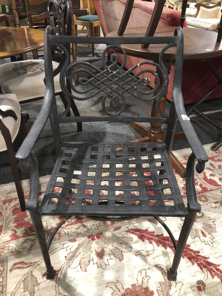 Black Painted Metal Outdoor Chair Image 1++