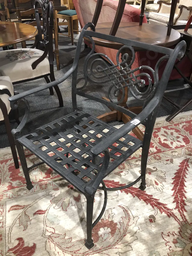 Black Painted Metal Outdoor Chair Image 1++