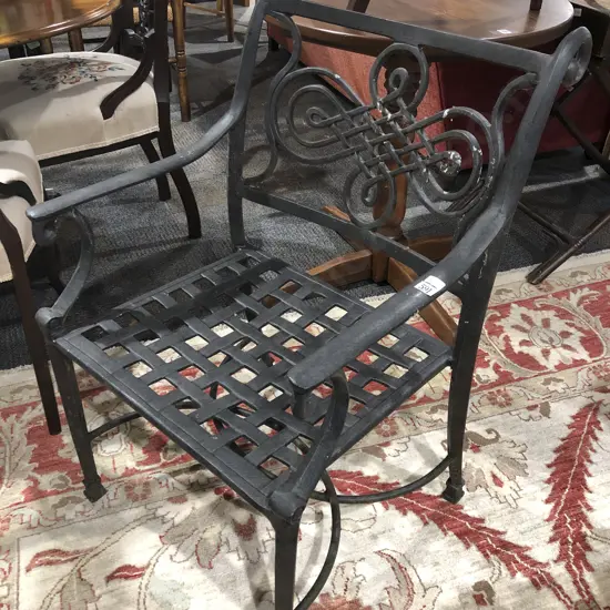 Black Painted Metal Outdoor Chair