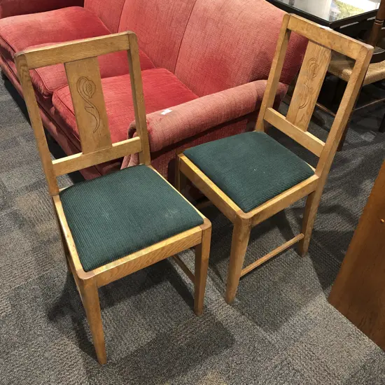 Pair of Blonde Oak Dining Chairs