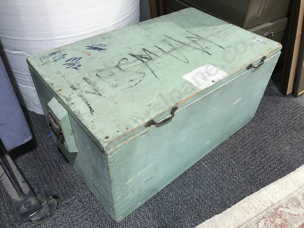 Green Painted Wooden Trunk Image 1++