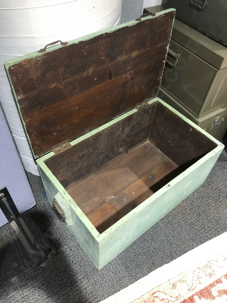 Green Painted Wooden Trunk Image 1++