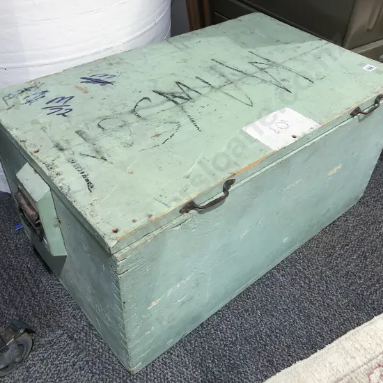 Green Painted Wooden Trunk