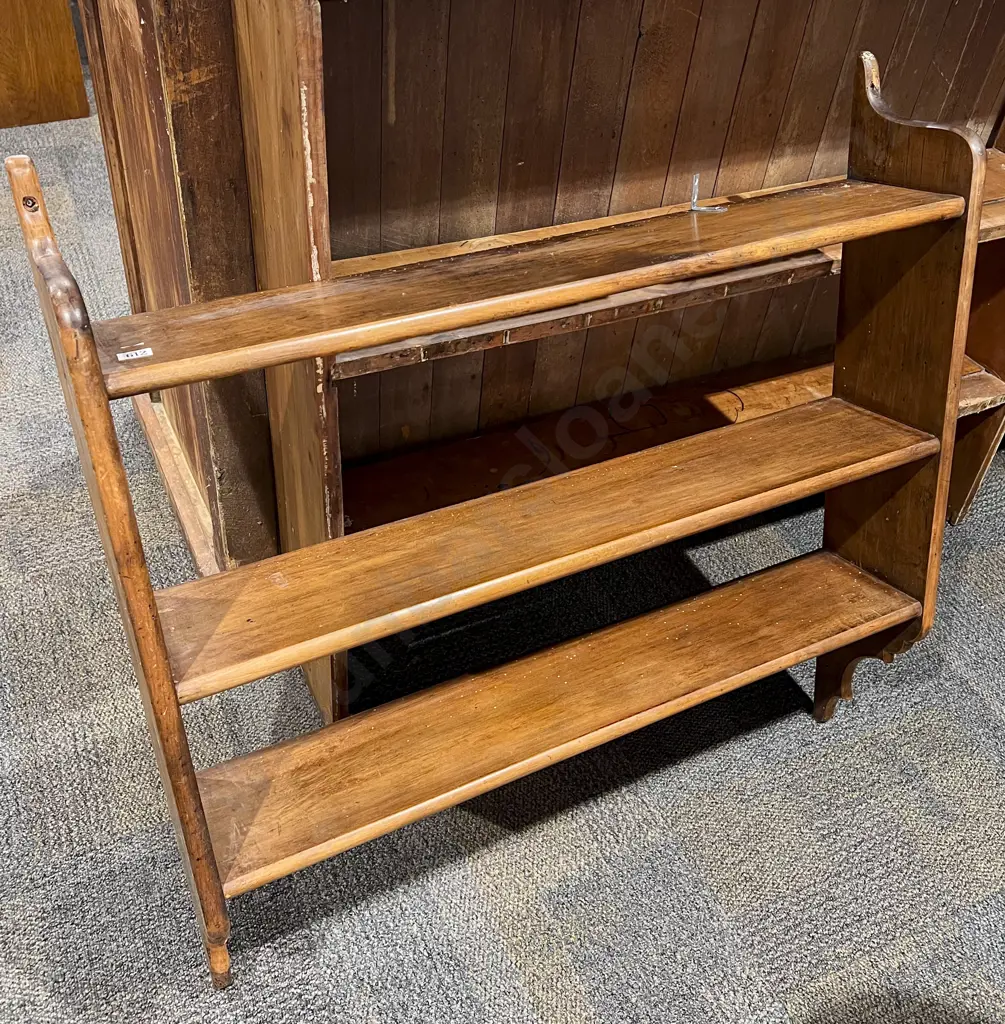 Edwardian Three Tier Hanging Wall Shelf (borer) Image 1++