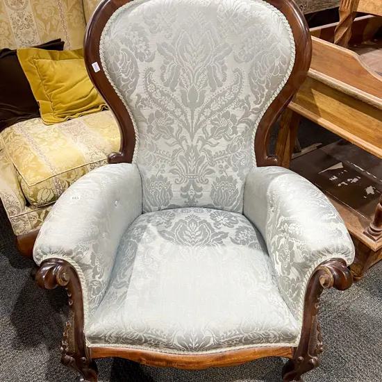 Reproduction Victorian Style Balloon Back Armchair